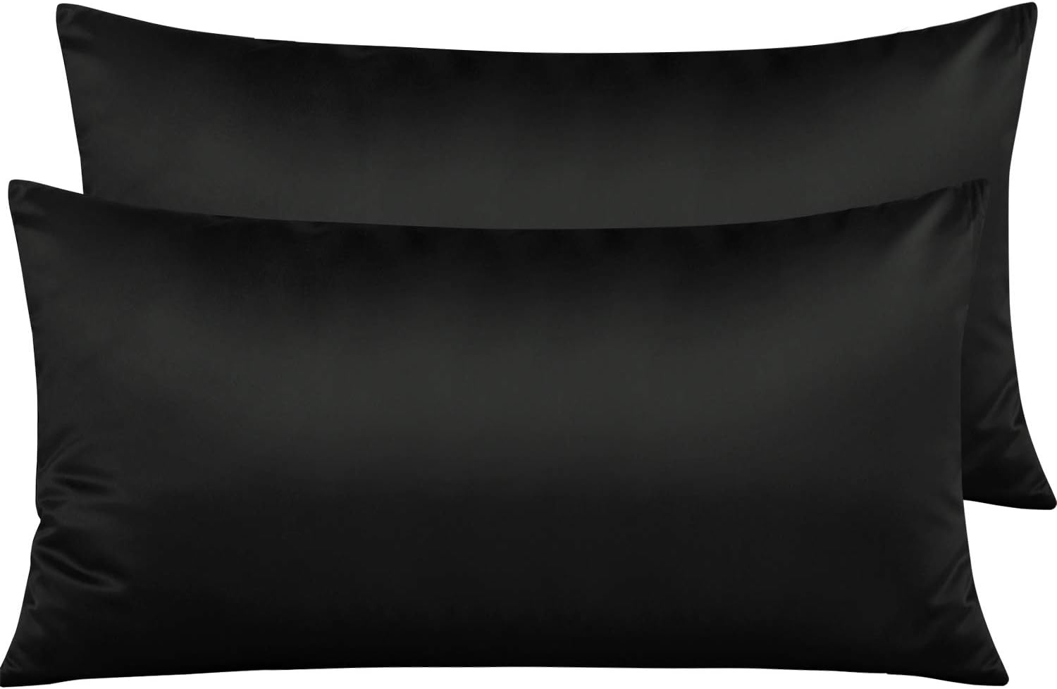 NTBAY Zippered Satin Pillow Cases for Hair and Skin, Luxury King Hidden Zipper Pillowcases Set of 2, 20x36 Inches, Black - Image 2