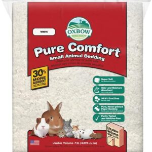 Oxbow Pure Comfort Bedding, Rabbit, Hamster, & Guinea Pig Bedding, Bunny Supplies for Litter Box, Pet Safe, Low Dust, White Paper, 72 Liter Bag