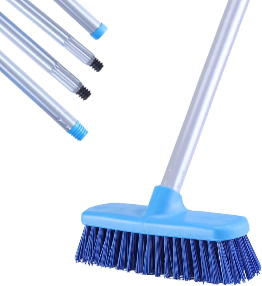 YONILL Deck Brush with Long Handle - Floor Scrub Brushes for Cleaning Shower, Stiff Bristle Scrubbing Brush, 50" Floor Scrubber Brush for Bathroom, Bathtub, Tub, Tile Floors, Garage and Patio - Image 2