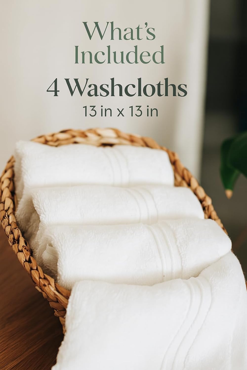 Milara Turkish Super-Plush Wash Cloths Set 4-Piece | Premium 100% Cotton Washcloths Absorbent, Durable with Hanging Loops | White Color Bath Washcloths, (13 x 13 Inch) - Image 2