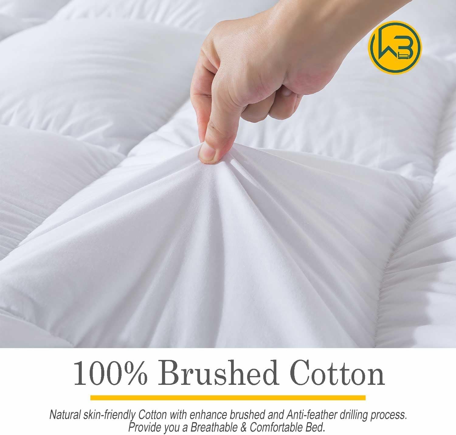 WhatsBedding 3 Inch Feather Bed Mattress Topper,Duck Feather Memory Foam Mattress Topper,Thickened Topper Layer,Twin - Image 3