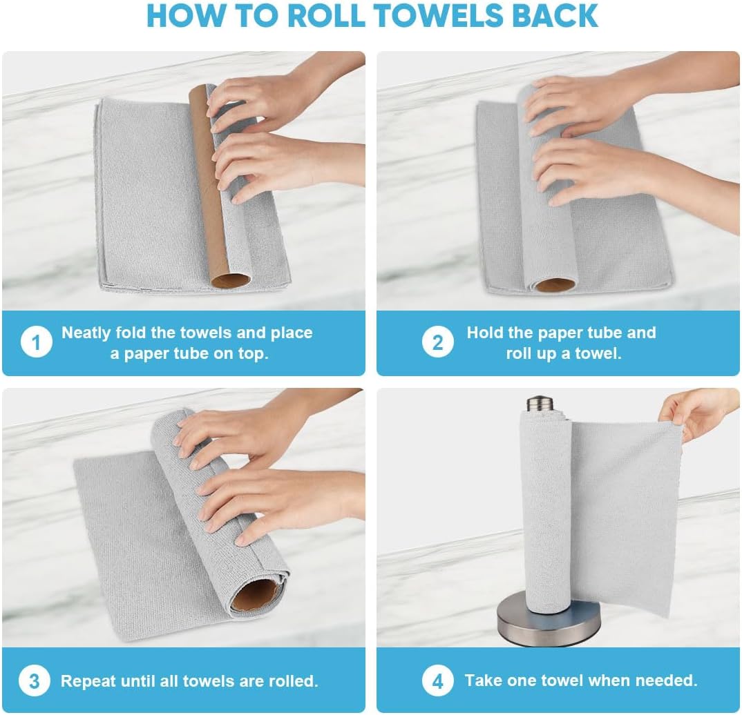 AIDEA Microfiber Cleaning Cloth Roll, Grey 75PK, Reusable Paper Towels Tear Away Cloth, Microfiber Towels for Cars, Wash Cloths, Lint Free Rags for House, Kitchen,Window,Cleaning Supplies 11.5"×11.5" - Image 7