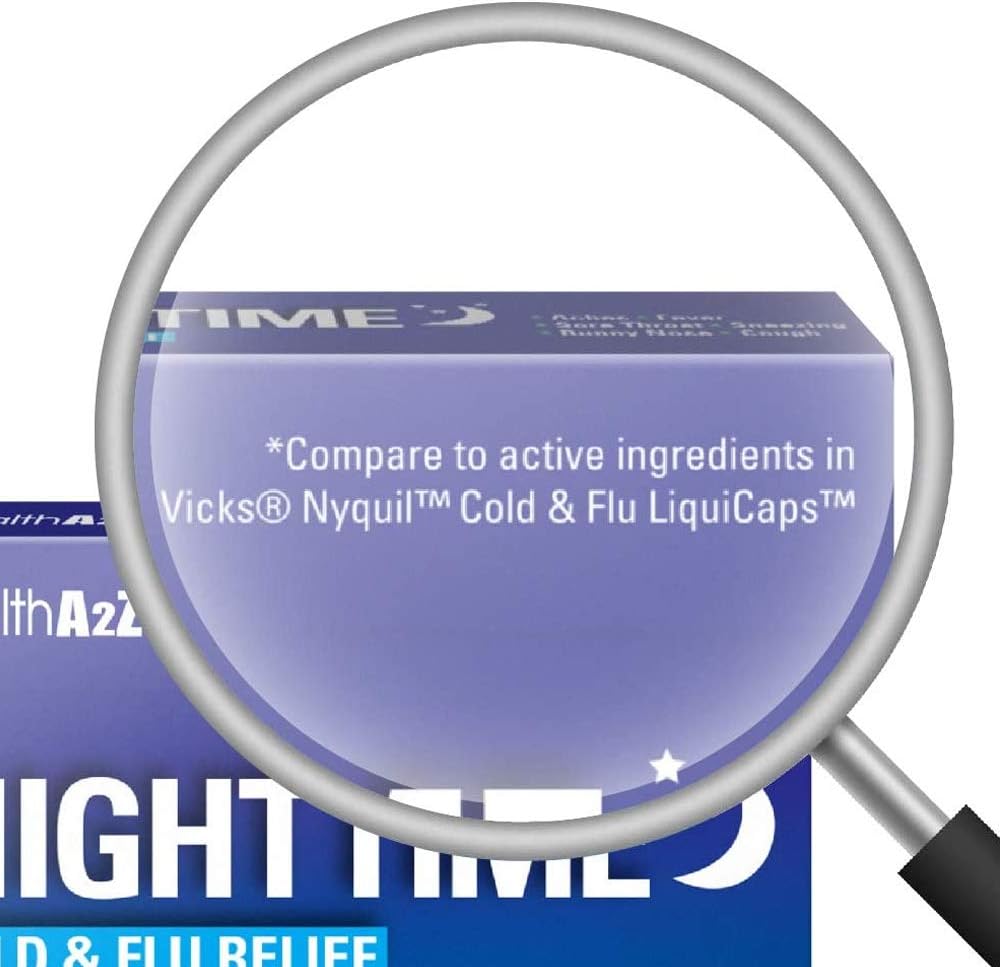 HealthA2Z® Nighttime, Cold & Flu Medicine, Powerful Multi-Symptom Daytime and Nighttime Relief (20 Softgels) - Image 3