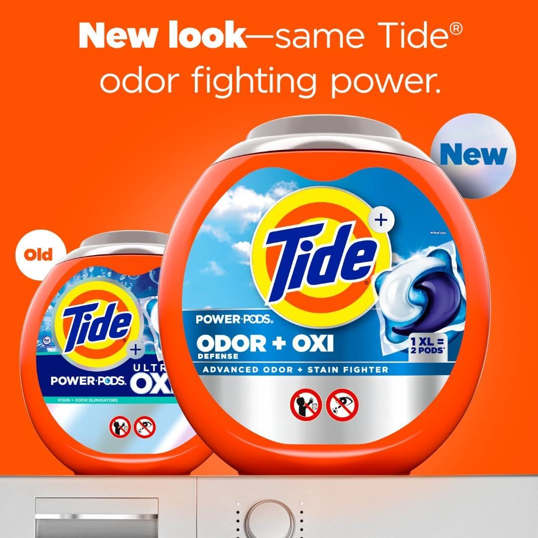Tide Odor Defense + Oxi Laundry Detergent Pacs, Original Scent, 25 Count, Advanced Odor + Stain Fighter, laudry soap washing detergent pacs - Image 3