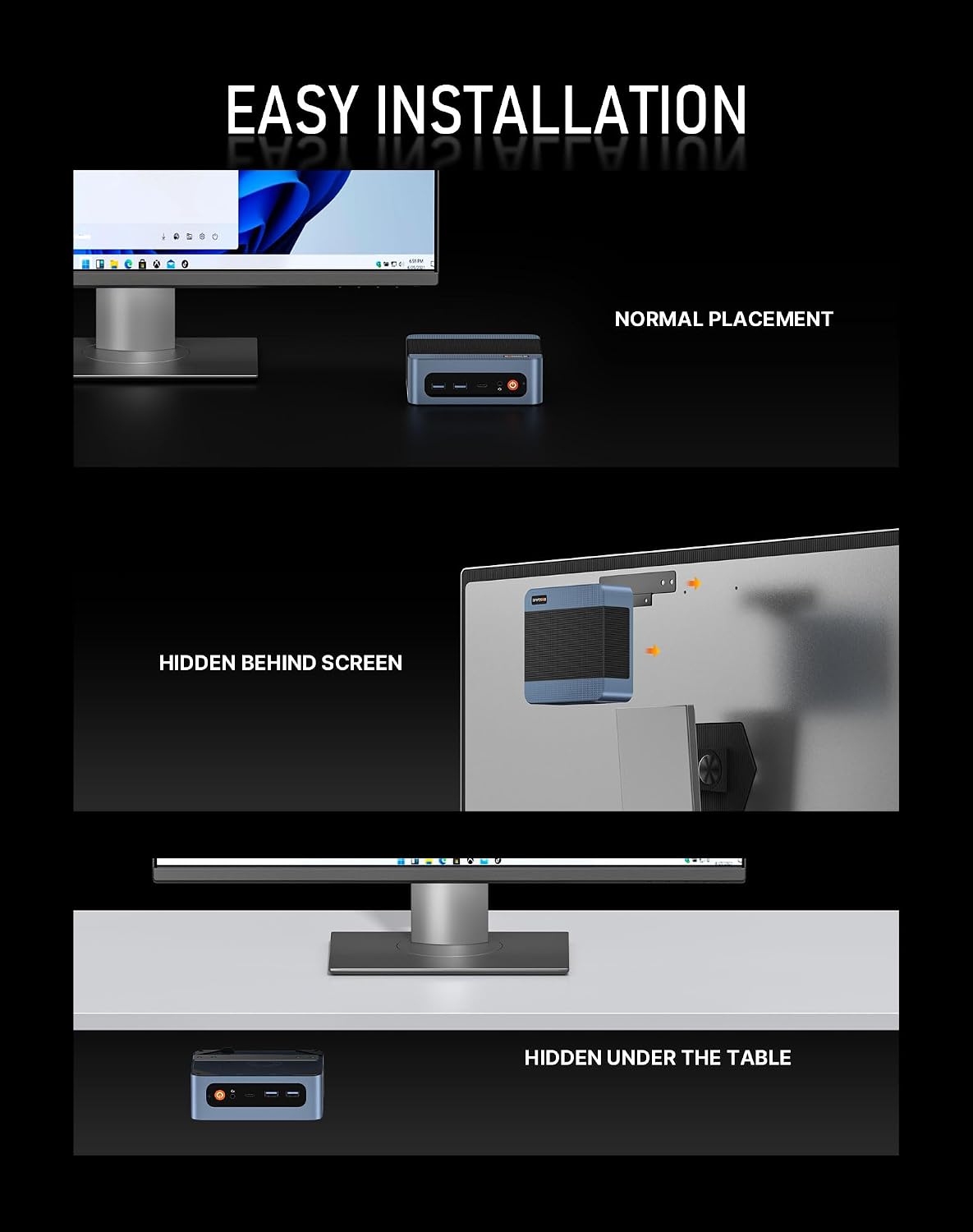 BOSGAME E5 Mini PC with Ryzen 5300U, 16GB RAM 512GB SSD, Win11 Pro Mini Desktop Computer for Home Office | Triple Display, Dual LAN, WiFi 5, BT 5.0 - Image 8