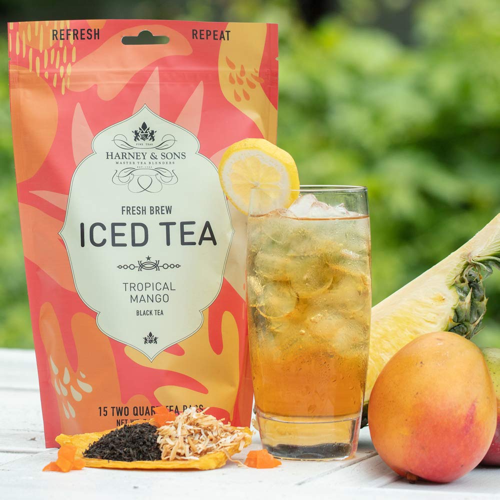 Harney & Sons Tropical Mango Fresh Brew Iced Tea Bags, 15ct, Each Bag brews 2 Quarts, Fresh Brew Refreshing Iced Tea, Juicy & Flavorful - Image 5