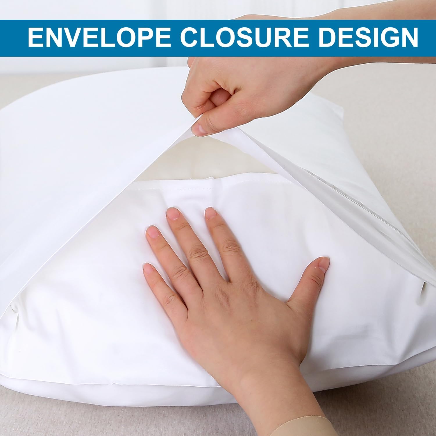 WINLIFE Standard Pillowcases Set of 2 100% Egyptian Cotton Standard Pillow Cases 2, 20×26 inches, Soft and Breathable Pillow Cover, Bright White - Image 6