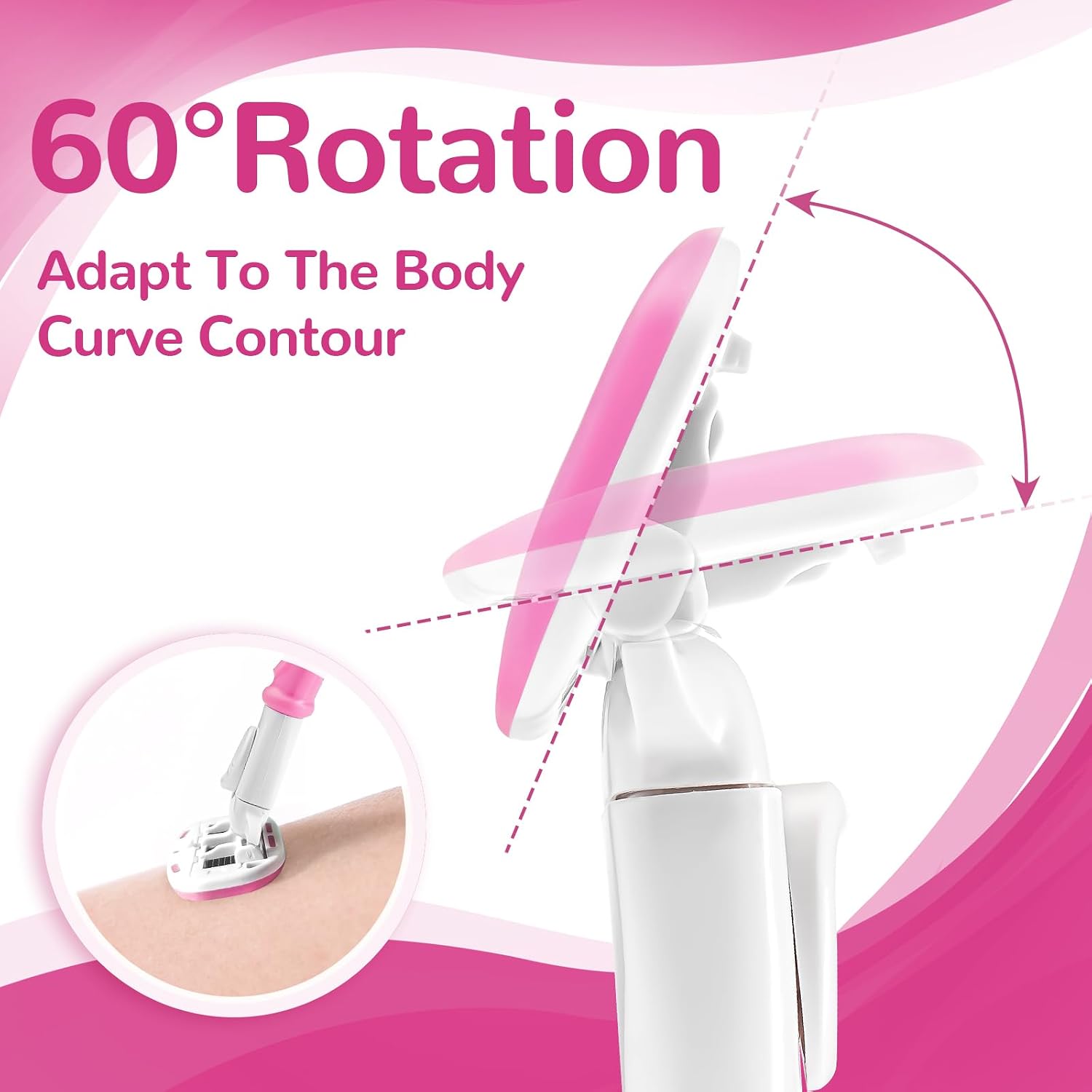 Razors for Women Include 1 Non-Slip Handle and 7 Blade Refills with a Shower Holder, 5 Premium Blades Women's Razors for Shaving with 360° Lubrication Reduces Irritation, Pink - Image 5