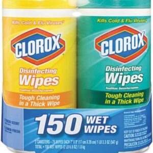 Clorox Company 01599 Disinfectant Wipes-2-Pack, 1 Citrus Blend and 1 Fresh Scent(75ct each)