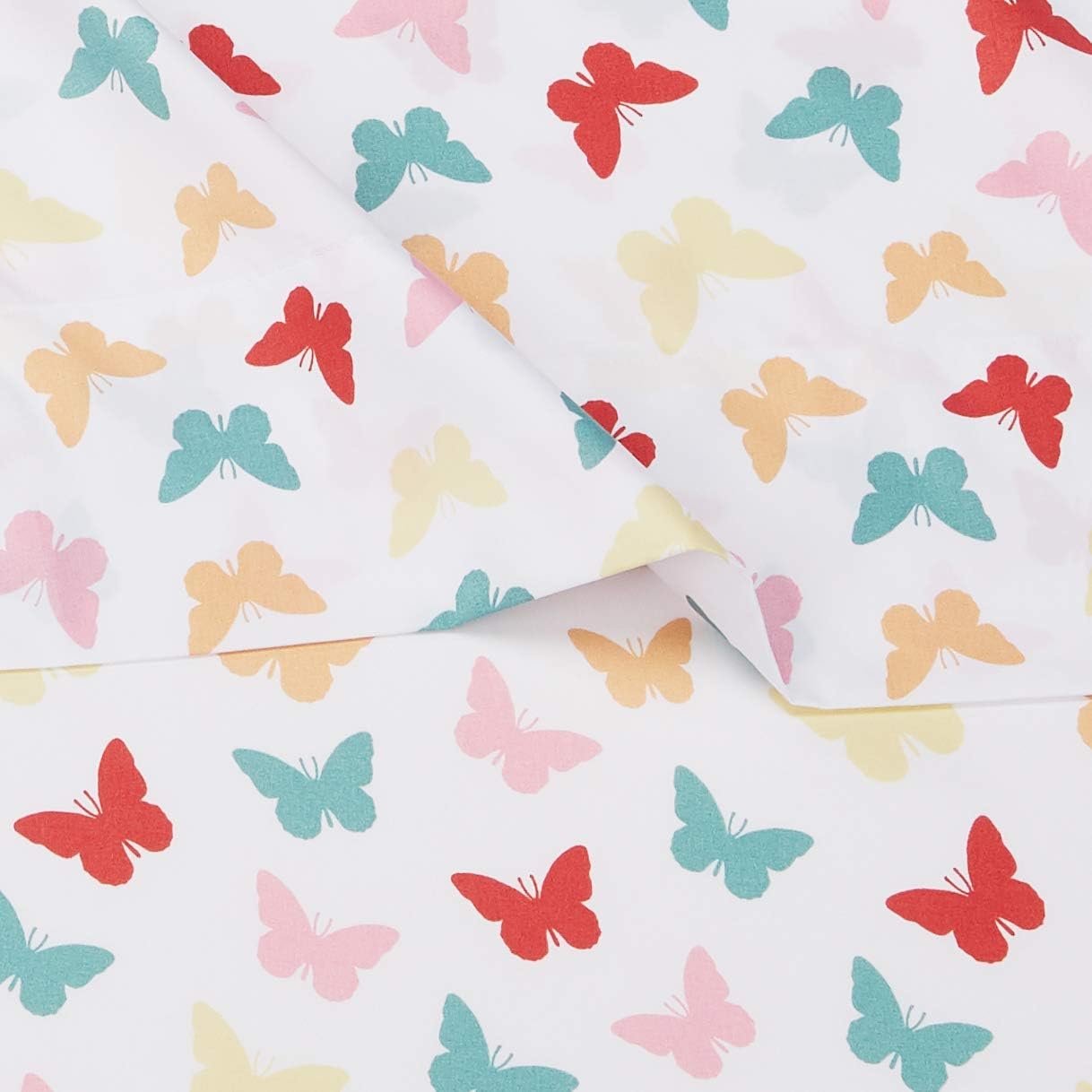 Amazon Basics Kid's Soft Easy-Wash Microfiber 3-Piece Sheet Set, Twin, Multi-Color Butterflies, Butterfly Friends, Printed - Image 5