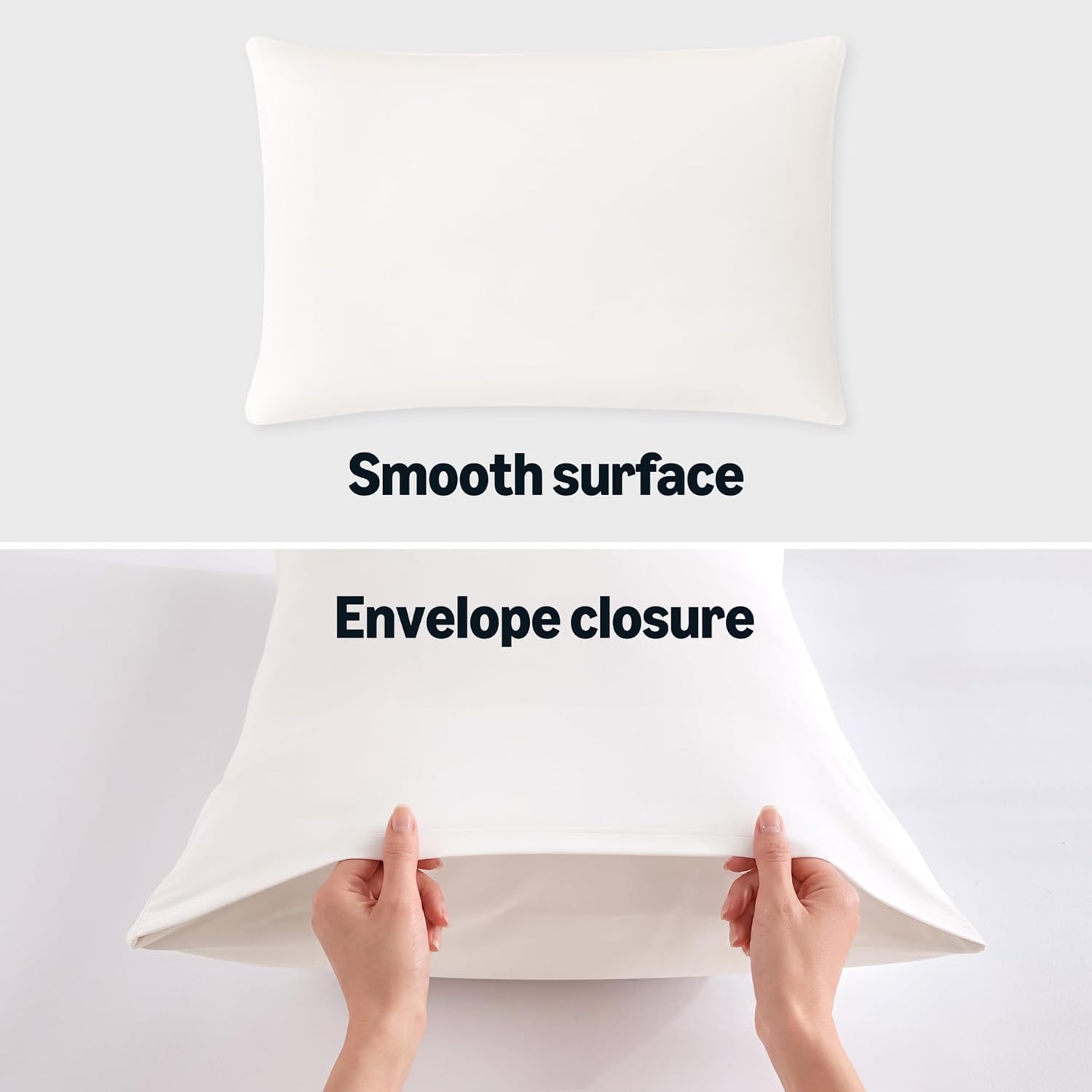 Amazon Basics Cooling Pillow Cases for Hot Sleepers, Soft Pillow Covers, Silky Smooth on Hair and Skin, High Elastic and Envelope Closure for Snug Fit, 20" x 30", Queen, White, Pack of 1 - Image 5