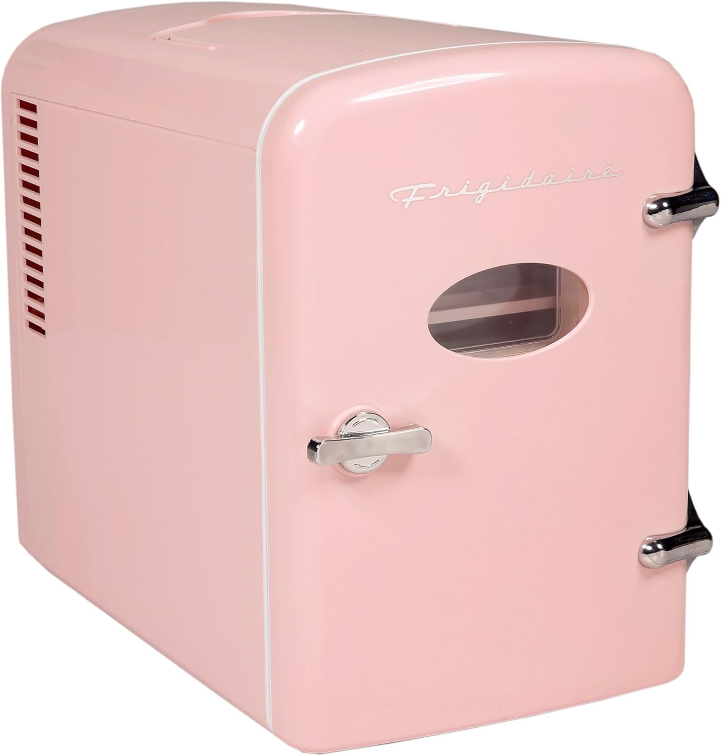 Frigidaire Pink Mini Personal Fridge Cooler, 1 Gal Capacity fits Six Cans, Includes Plugs for Home Outlet & DC Charger - 9.84" D x 7.09" W x 10.35" H - Image 3