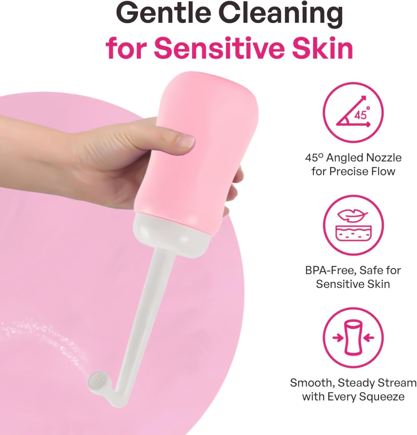 Portable Bidet Bottle for Women - Personal Upside Down Peri Bottle for Feminine Hygiene, Postpartum & Period Care with Angled Sprayer & Storage Bag - Perfect for Travel & New Moms (10 oz) - Image 7