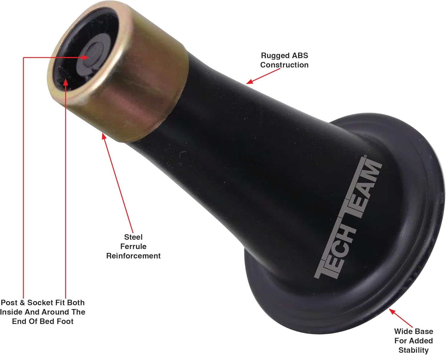 Tech Team #00740 3½" Reinforced Bed Risers – Replace Casters to Prevent Sliding, Fits Over Standard Bed Feet, Heavy-Duty Furniture Elevators, Tool-Free Installation, Set of 6 - Image 9