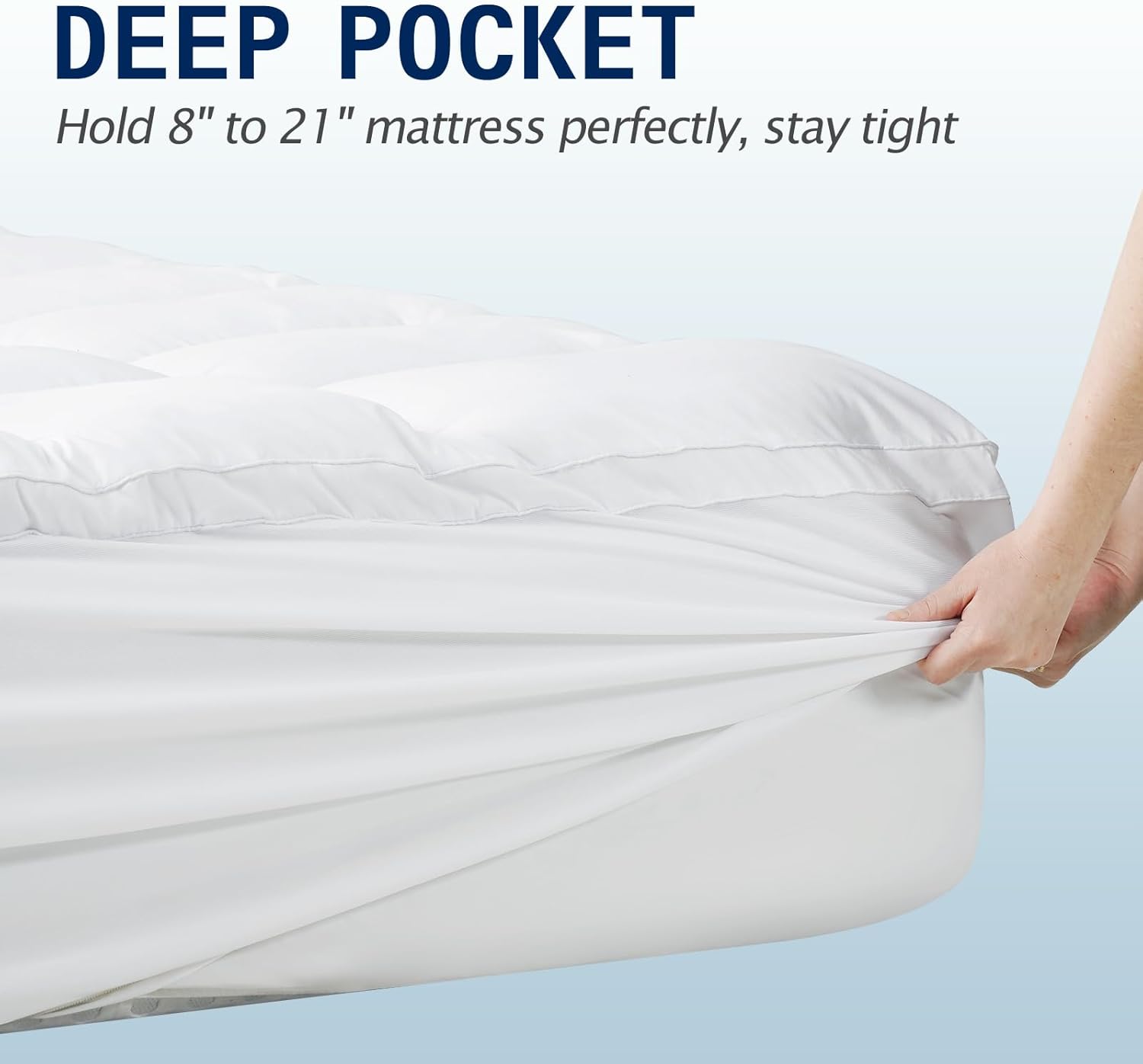 SOPAT Queen Size Mattress Topper, Extra Thick Pillow Top, Soft Down Alternative Fill, Deep Pocket Mattress Pad, 60x80 in, White, Machine Washable - Image 5