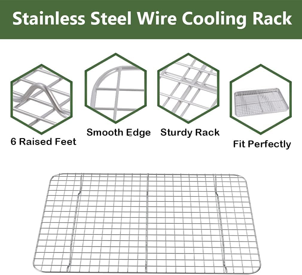 ROTTAY Baking Sheet with Rack Set (2 Pans + 2 Racks), Stainless Steel Cookie Sheet with Cooling Rack, Nonstick Baking Pan, Warp Resistant & Heavy Duty & Rust Free, Size 16 x 12 x 1 Inches - Image 6