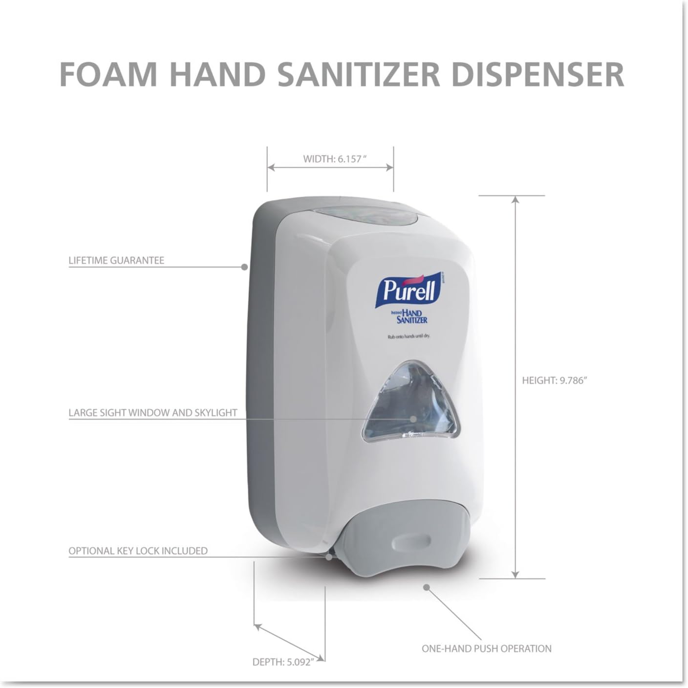 PURELL FMX-12 Push-Style Hand Sanitizer Foam Dispenser, Dove Grey, for 1200 mL PURELL FMX-12 Hand Sanitizer Foam Refill (Pack of 1) - 5120-06 - Image 10