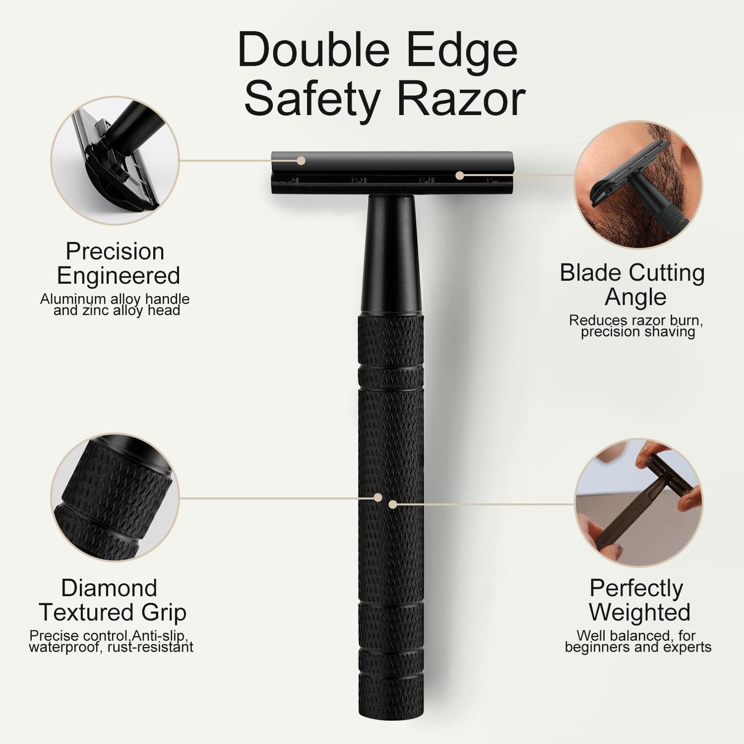Matte Black Safety Razor, Single Blade Razors for Men | Reusable Metal Razor, with 10 Platinum Coated Double Edge Blades, Smooth & Close & Comfort Shave, Eco-Friendly, Plastic Free - Image 5