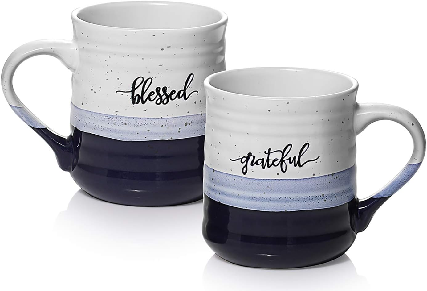 DOWAN 20 oz Coffee Mugs, Large Mugs with Word Blessed Grateful, Porcelain Coffee Cup, Thank You Gifts for Mom Dad, Set of 2 - Image 10