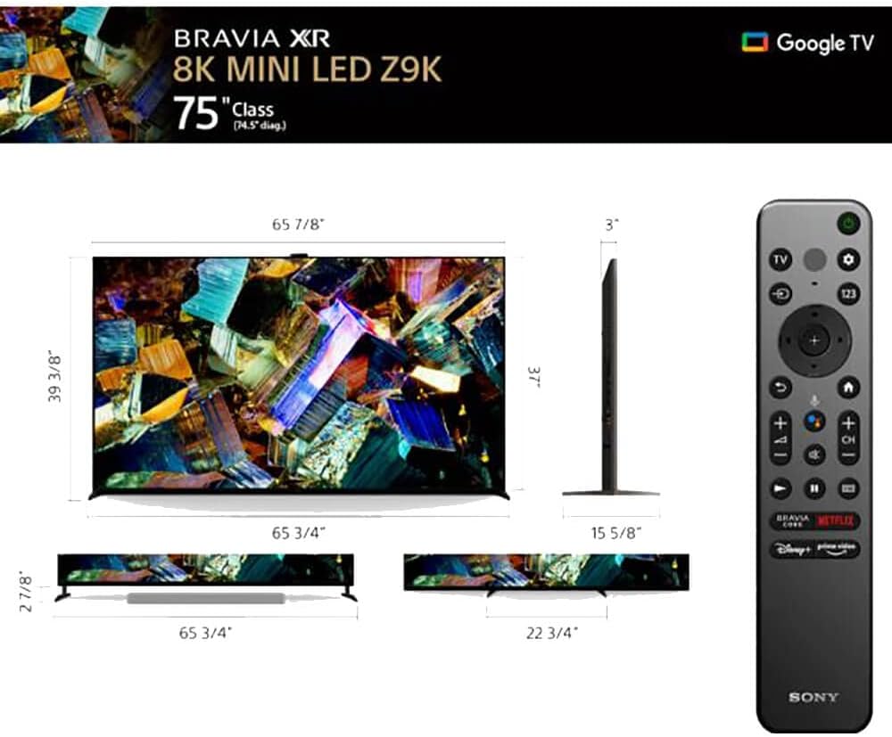 Sony 75 Inch 8K Ultra HD TV Z9K Series: BRAVIA XR 8K Mini LED Smart Google TV with Dolby Vision HDR and Exclusive Features for The Playstation® 5 XR75Z9K- Latest Model,Black - Image 5