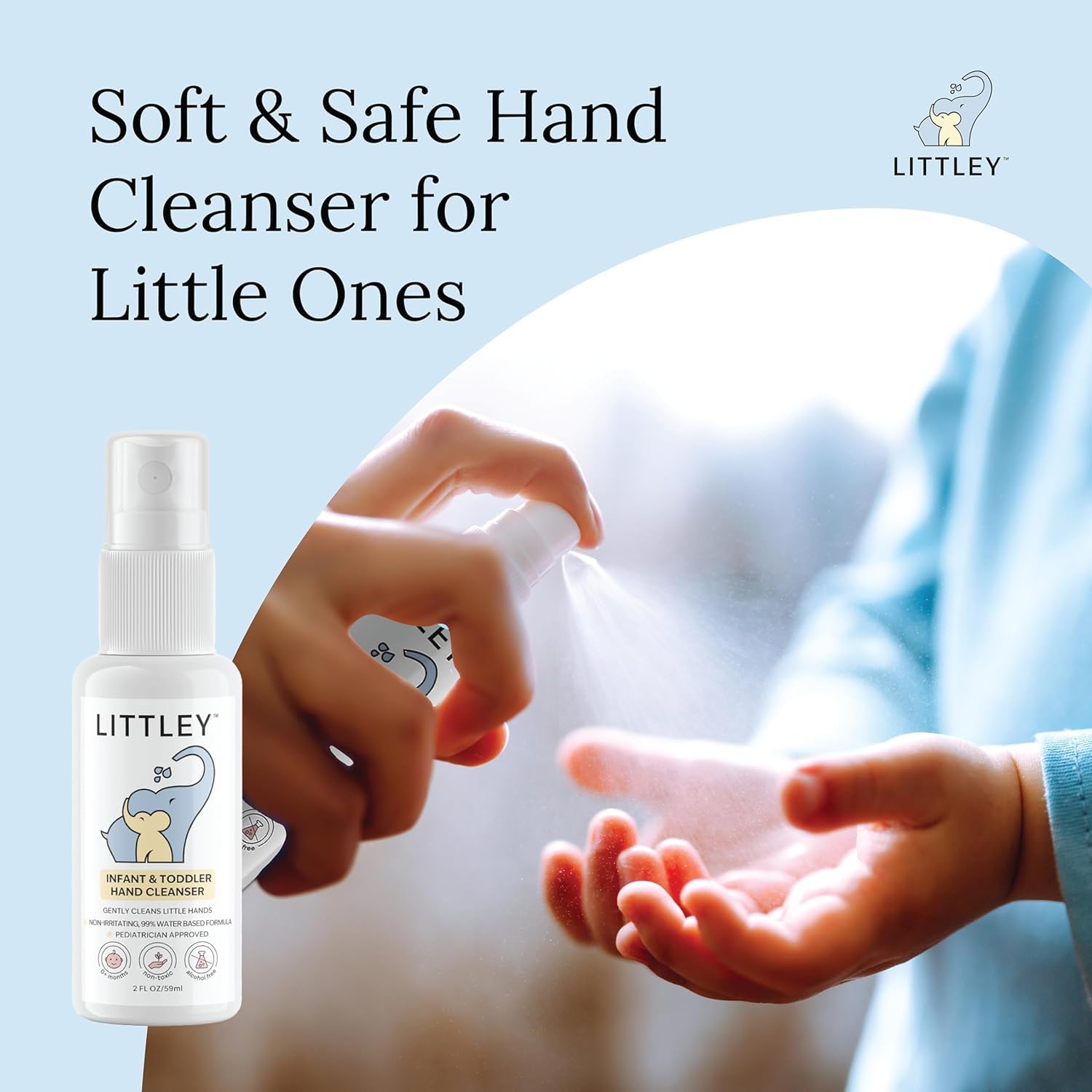 Littley Infant & Toddler Hand Cleanser | Alcohol-Free HOCl Spray for Delicate Skin | Fragrance-Free Formula | Gentle & Convenient Hand Mist | Portable Travel Size | 2 oz - Image 3