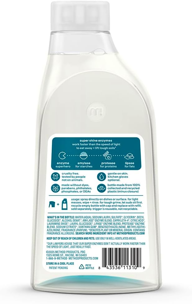 Method Super Shine Foaming Dish Spray Starter Kit, Reuse With Trigger, Powered by Enzymes, Dewy Daze Scented - Image 4
