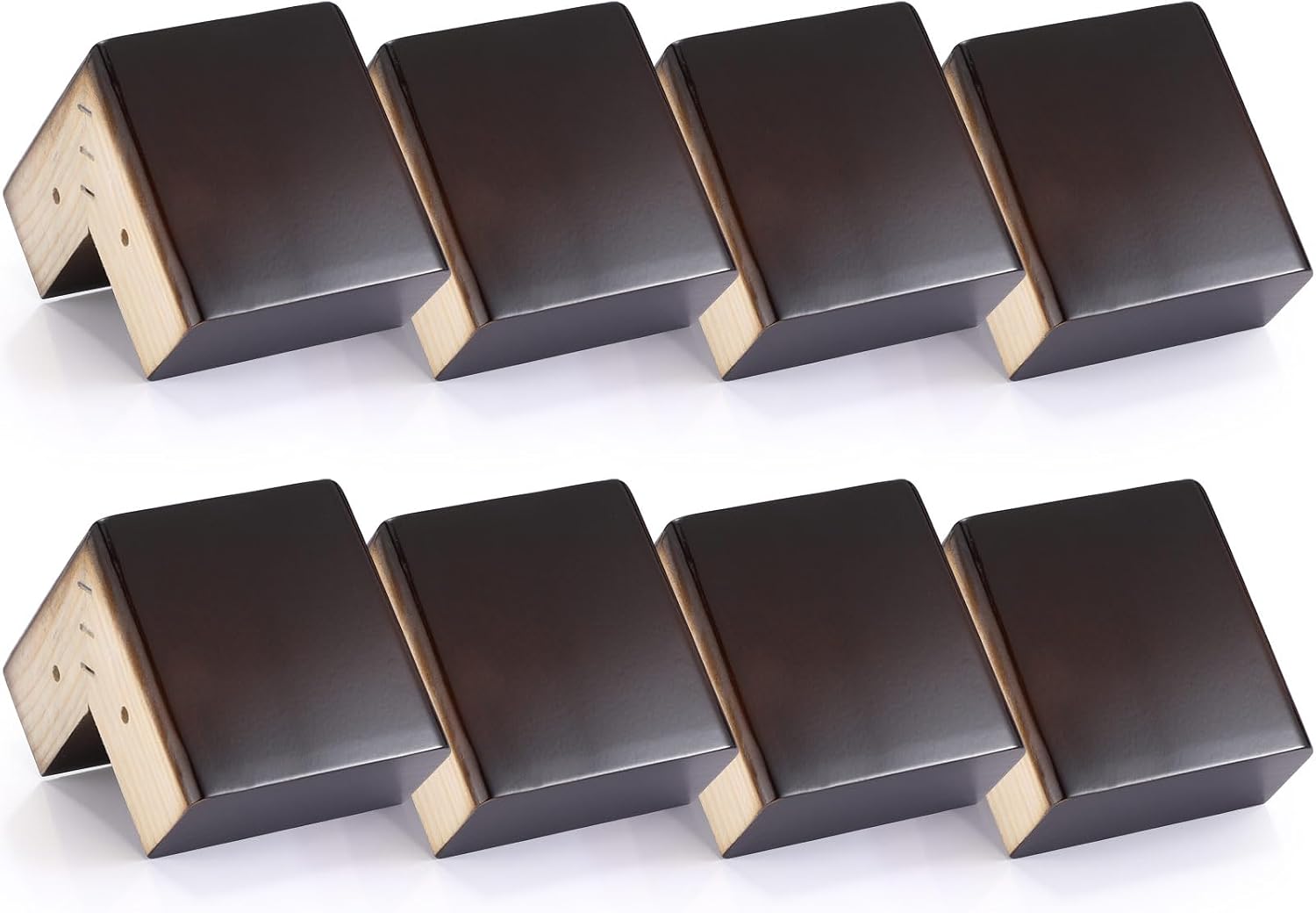 Geelin Wooden Furniture Risers High L‑Shaped Bed Risers with Metal Screws and Anti-Slip Pads Furniture Legs Couch Legs Replacement Sofa Feet for Coffee Table Bed Dresser(4 Pack,Walnut Color,4 Inch) - Image 2