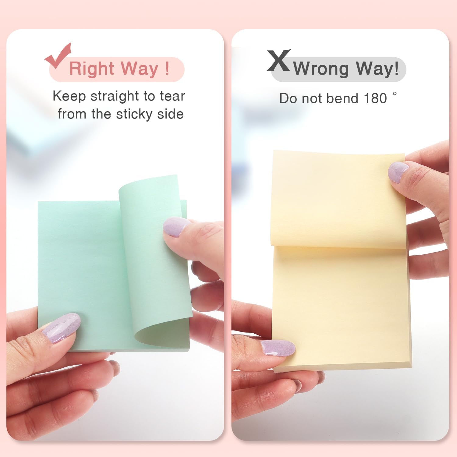 Sticky Notes 3x3 inch, 8 Pads, Pastel Colors Self-Stick Pads, Self-Adhesive Sticky Notes, 8 Pads/Pack, 80 Sheets/Pad, Total 640 Sheets - Image 4