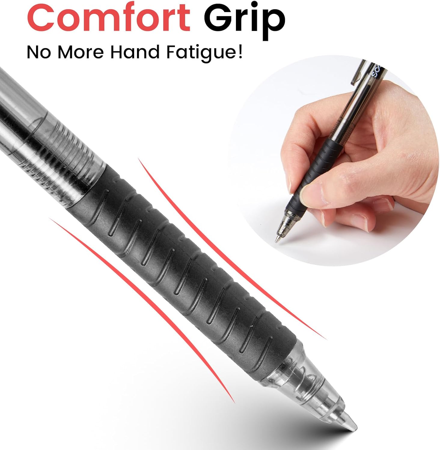 Sooez 40 Pack Bulk Pens Ballpoint, Smooth Writing Pens with Soft Grip, Retractable Black Ink Pens, Medium Point 1.0mm Pen for Journaling, Ballpoint Pen Office Supplies for Nurse, Server, Note Taking - Image 4