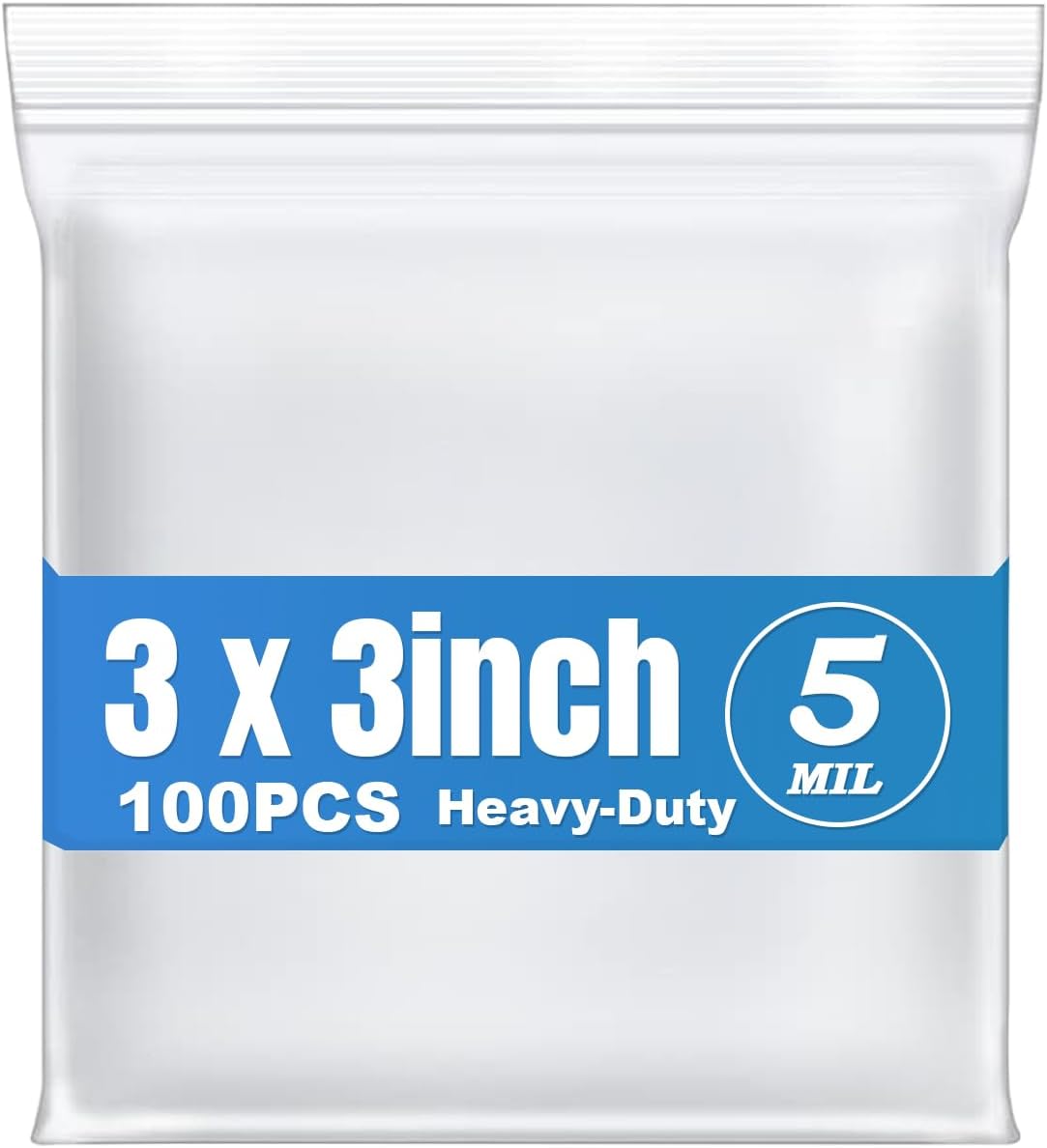 3" x 3" Small Thick 5 Mil Plastic Bags 100 PCS Clear Resealable Zip Seal Lock Poly Bags Reclosable Heavy Duty Zipper Baggies Jewelry Earrings Coin Pills Packing - Image 2
