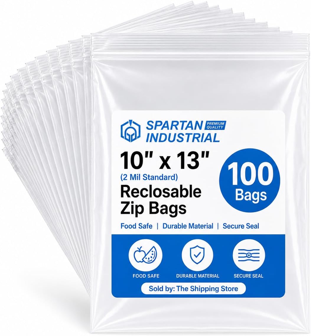 Spartan Industrial - 10" X 13" (100 Count) Quart Clear Reclosable Zip Plastic Poly Bags with Resealable Lock Seal Zipper - 2 Mil - Image 2
