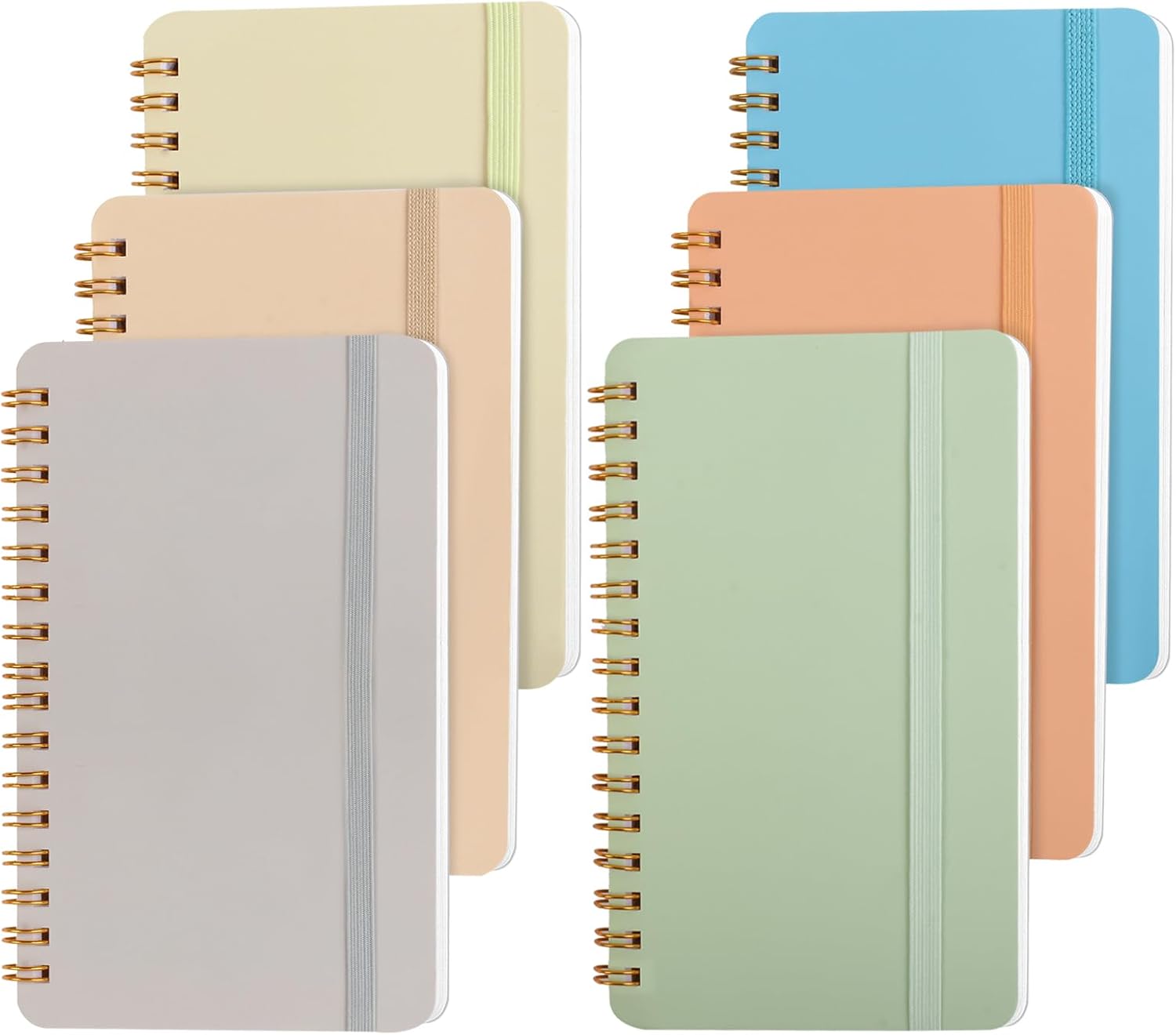 Azureal 6 PCS Small Spiral Notebook 4x6, Notebooks for Note Taking, Colorful Scheme Spiral Journal Notebook, Work Notebook Small Notebooks 4x6 with Strap, Cute Notebooks for Women 50Sheets/Note Books