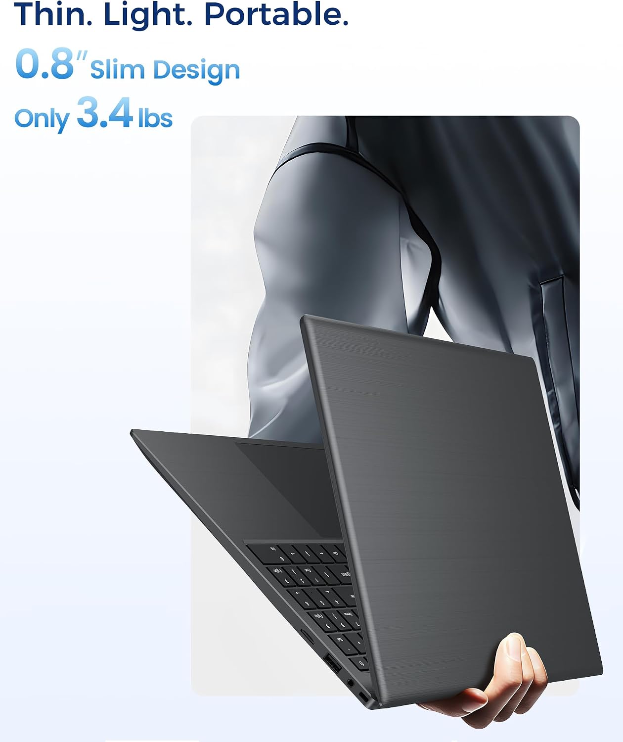 14 Inch Laptop Computer - 8GB RAM 128GB SSD Laptops with Pentium Gold 6500Y (Up to 3.4GHz), FHD IPS Screen, USB C, USB 3.2, HDMI, Lightweight Portable Laptops for Students, Work and Travel - Image 8