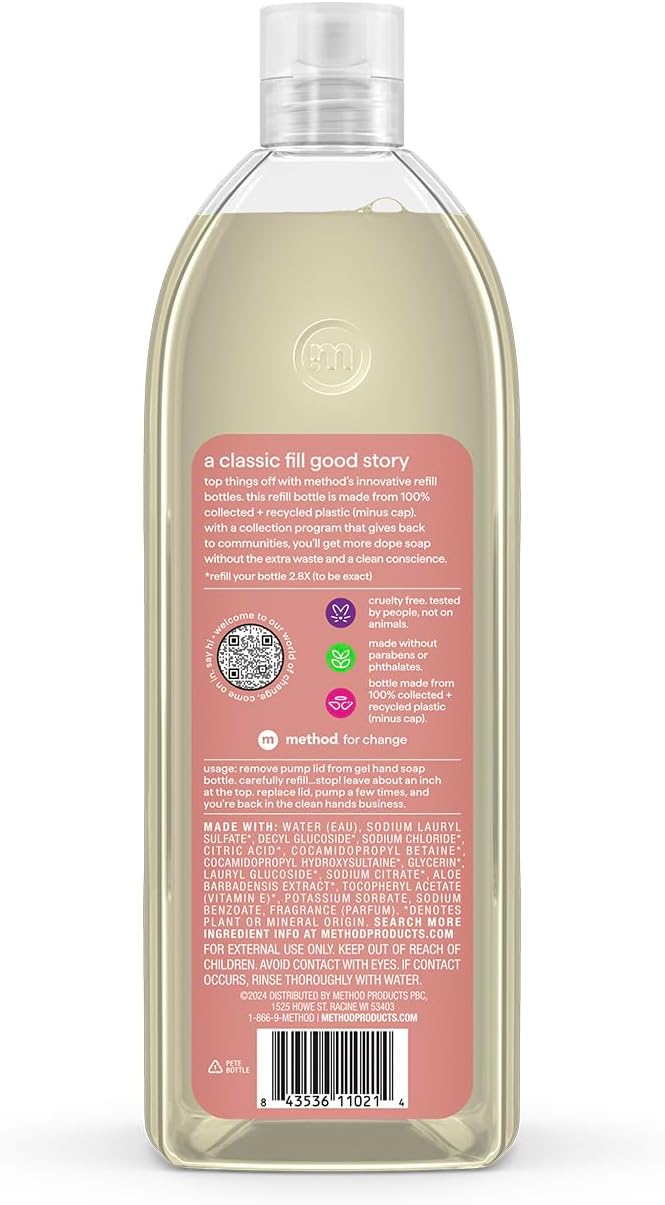 Method Gel Hand Soap Refill, Vanilla + Raspberry, 34 Fl Oz (Pack of 1) (Packaging May Vary) - Image 3