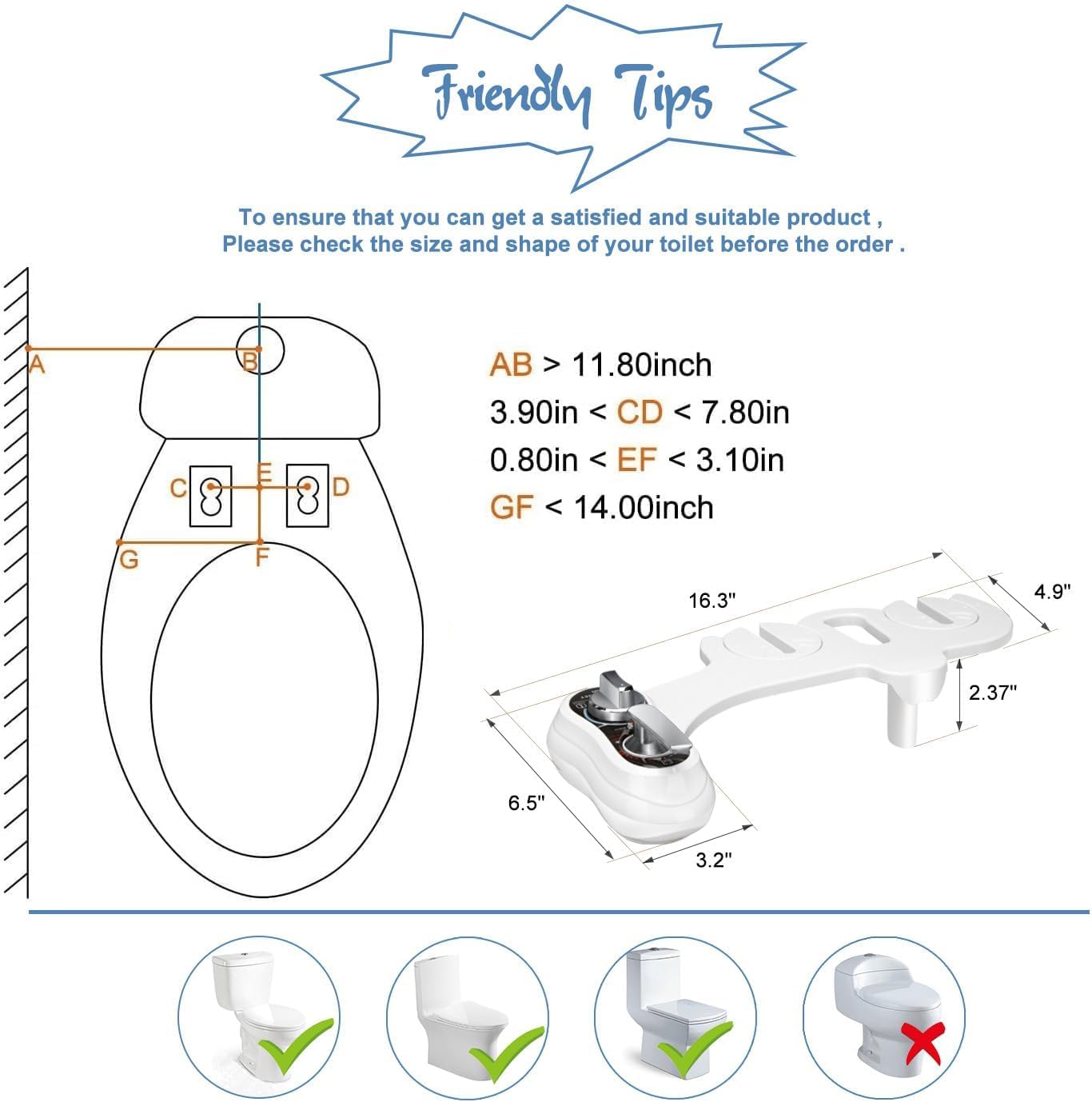 APURE BIDET A121 - Hot and Cold Water Bidet Attachment for Toilet Seat - Dual nozzle - Rear and Feminine Wash- Selfcleaning- Adjustable Water Pressure Non-Electric Bidet Toilet Seat Attachment - Image 6