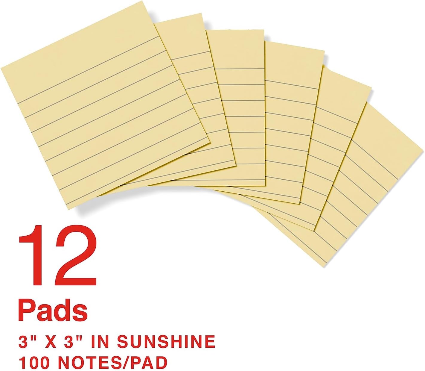 Staples Sticky Notes, 3 x 3, Sunshine Collection, Lined, 100 Sheets/Pad, 12 Pads/Pack - Image 3