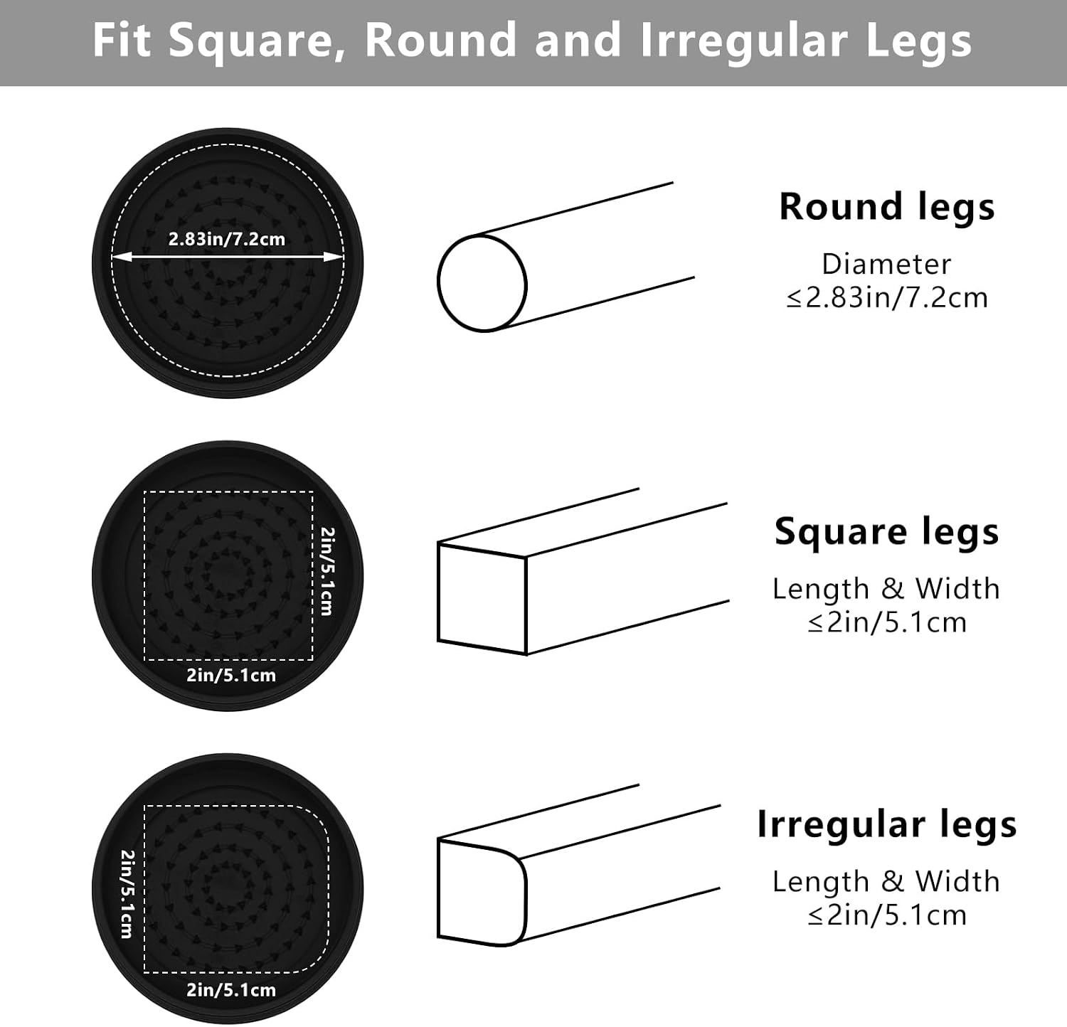 4 Sets Furniture Risers 2 inch Black Bed Risers, Heavy Duty Round Stackable Bed Lifts Risers 2" or 4" for Table, Sofa, Couch, Desk, Adjustable Bed Frame Risers - Image 7