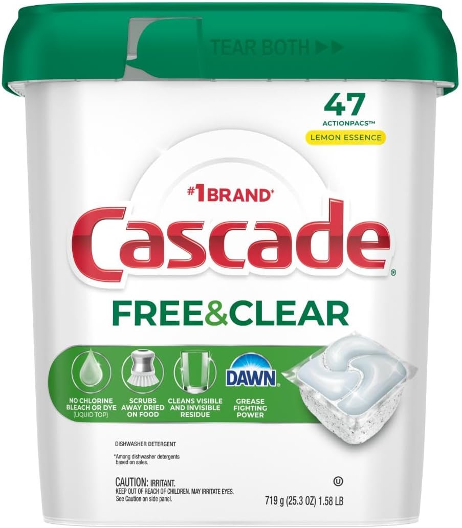 Cascade Free & Clear Dishwasher Pods, Dishwasher Detergent, Dish Detergent Soap, Lemon Essence, 47 Count - Image 11