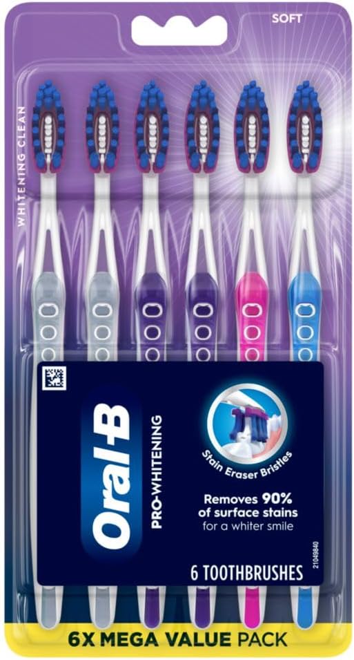 Oral-B 3D White Deep Stain Remover toothbrushes, 6 Count Toothbrush Soft, Removes 90% of Surface Stains, whitens Teeth, deep Reach, removes Plaque and Stains Tooth Brush - Image 7