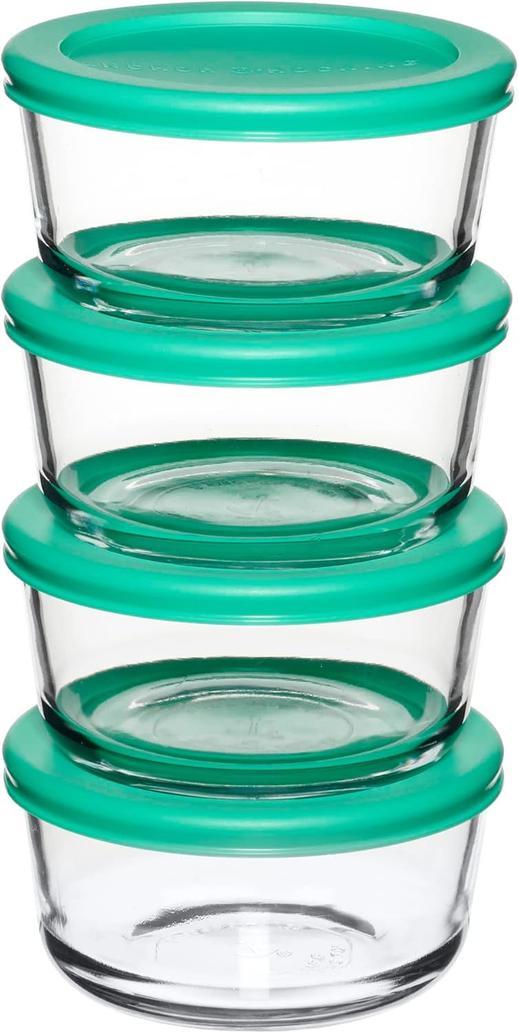 Anchor Hocking 2 Cup Glass Storage Containers with Lids, Set of 4 Glass Food Storage Containers with Mint SnugFit Lids - Image 7