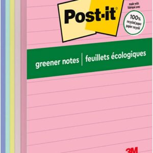 Post-it Greener Notes, 4×6 in, 5 Pads, America’s #1 Favorite Sticky Notes, Sweet Sprinkles Collection, Pastel Colors, Clean Removal, 100% Recycled Material (660-RP-A)