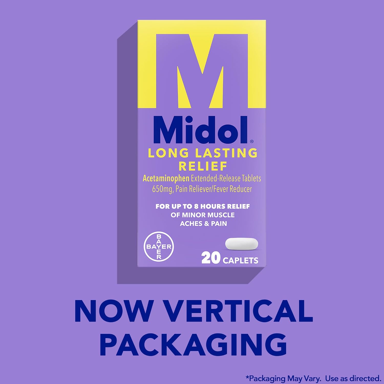 Midol Long Lasting Relief 20ct: Midol Long Lasting Relief, Menstrual Symptom Reliever & Fever Reducer, Caplets with Acetaminophen for Menstrual Pain Relief - 20 Count (Packaging May Vary) - Image 3
