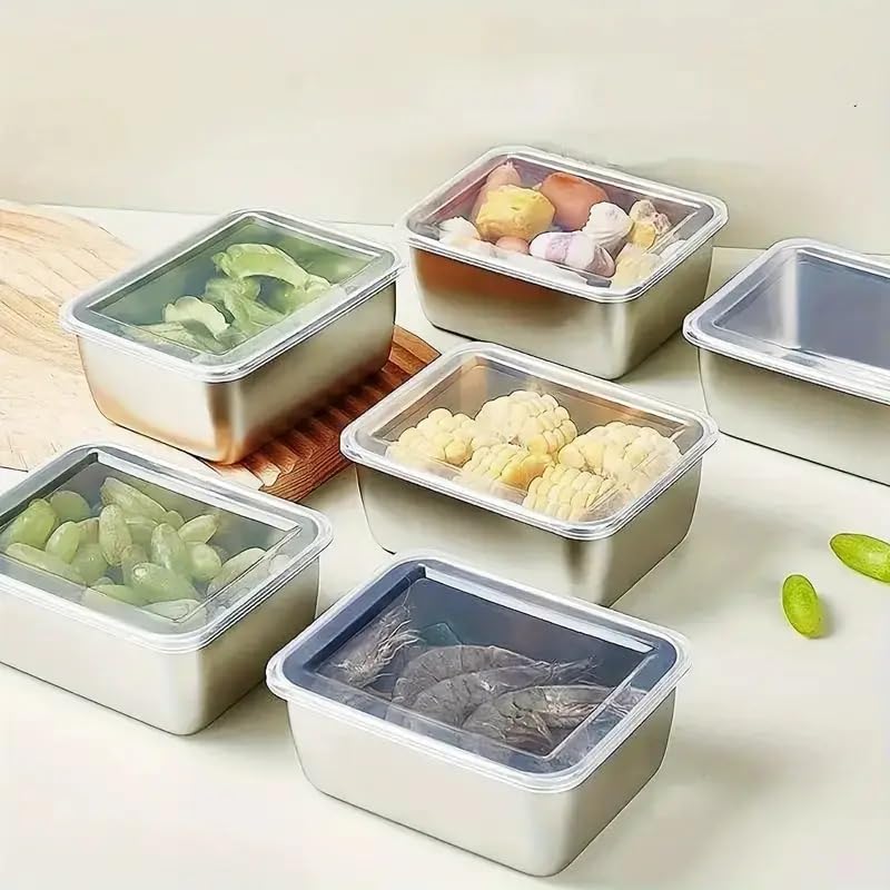 6pcs Stainless Steel Stacking Food Containers with Lids, Reusable Snack & Prep Containers for Office, sp-00018 - Image 9