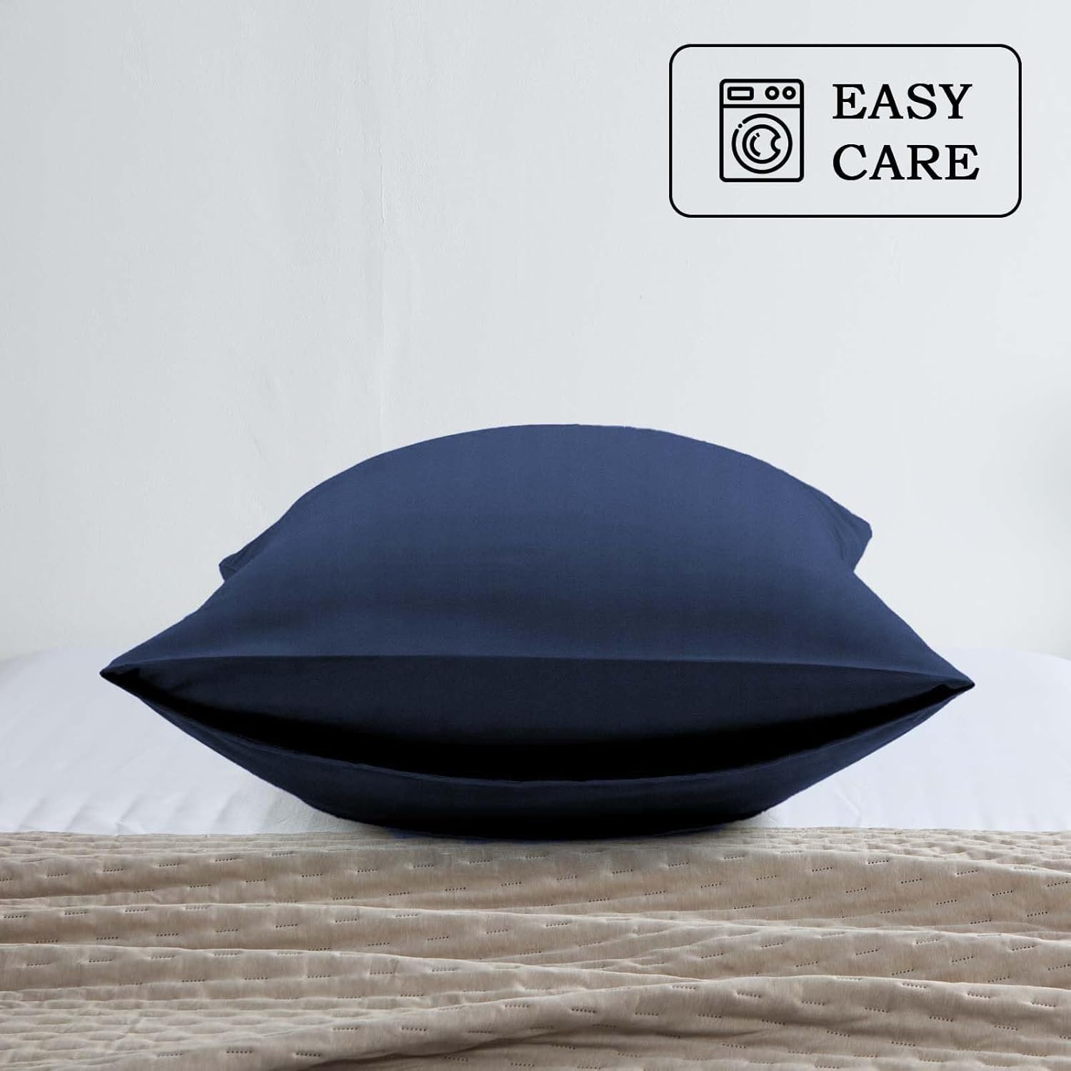 Q&J Fabric Co. Bedding Pillow Cases Standard Size set of 2 –Soft Brushed Microfiber Pillow Cover, Wrinkle-Free, Fade-Resistant, Envelope Closure Pillowcases Valentine Mother's Gift (20x26'',Navy Blue) - Image 4