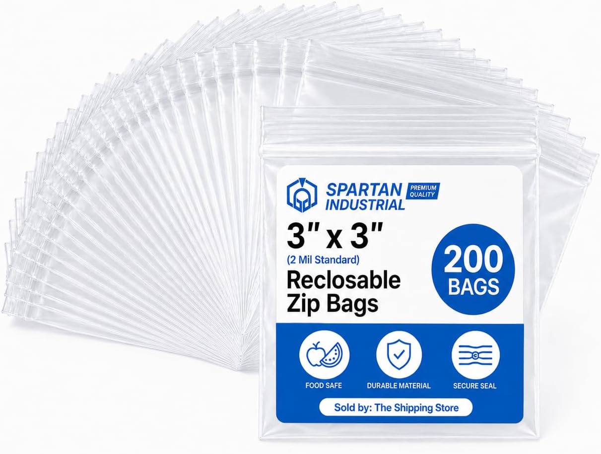 Spartan Industrial - 3” X 3” (200 Count) 2 Mil Clear Reclosable Zip Plastic Poly Bags with Resealable Lock Seal Zipper - Image 2
