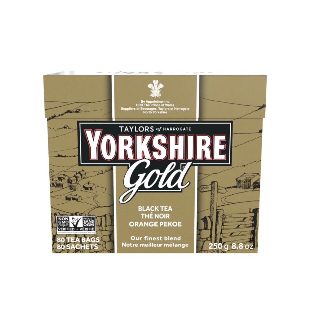 Yorkshire Tea, Gold, Pillow Tea Bags, 80 Count (Pack of 1), Premium Blend, Rich, Smooth, and Satisfying, Classic British Breakfast Blend, Caffeinated, Enjoy Hot or Iced, 80 Teabags - Image 2