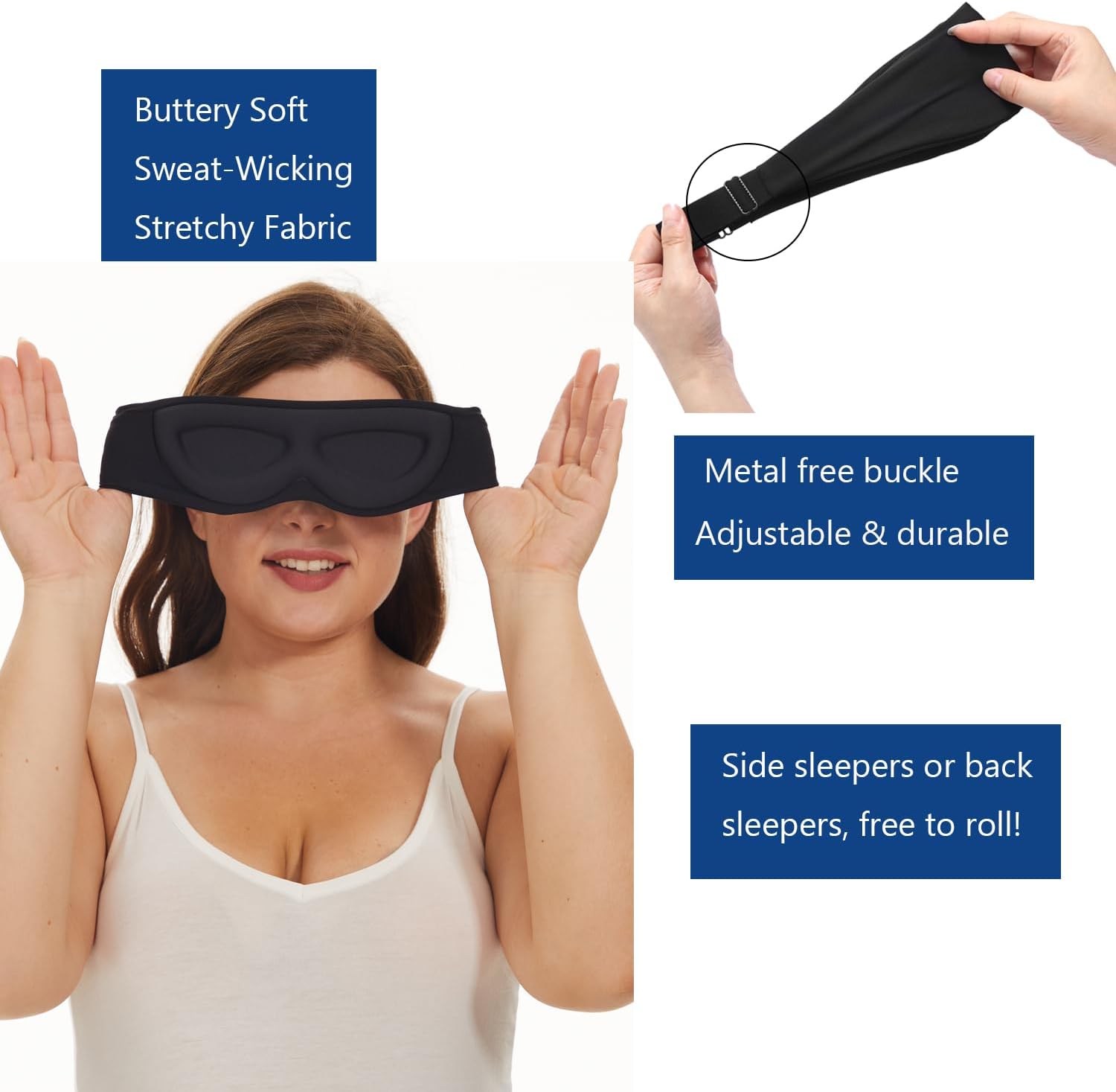 ALASKA BEAR Sleep Mask for Side Sleepers Patented Design, Cup-Shaped and Extra-Soft, 100 Blackout Eye Mask Shades Cover for Men and Women Home or Travel, Machine Washable, Black - Image 5