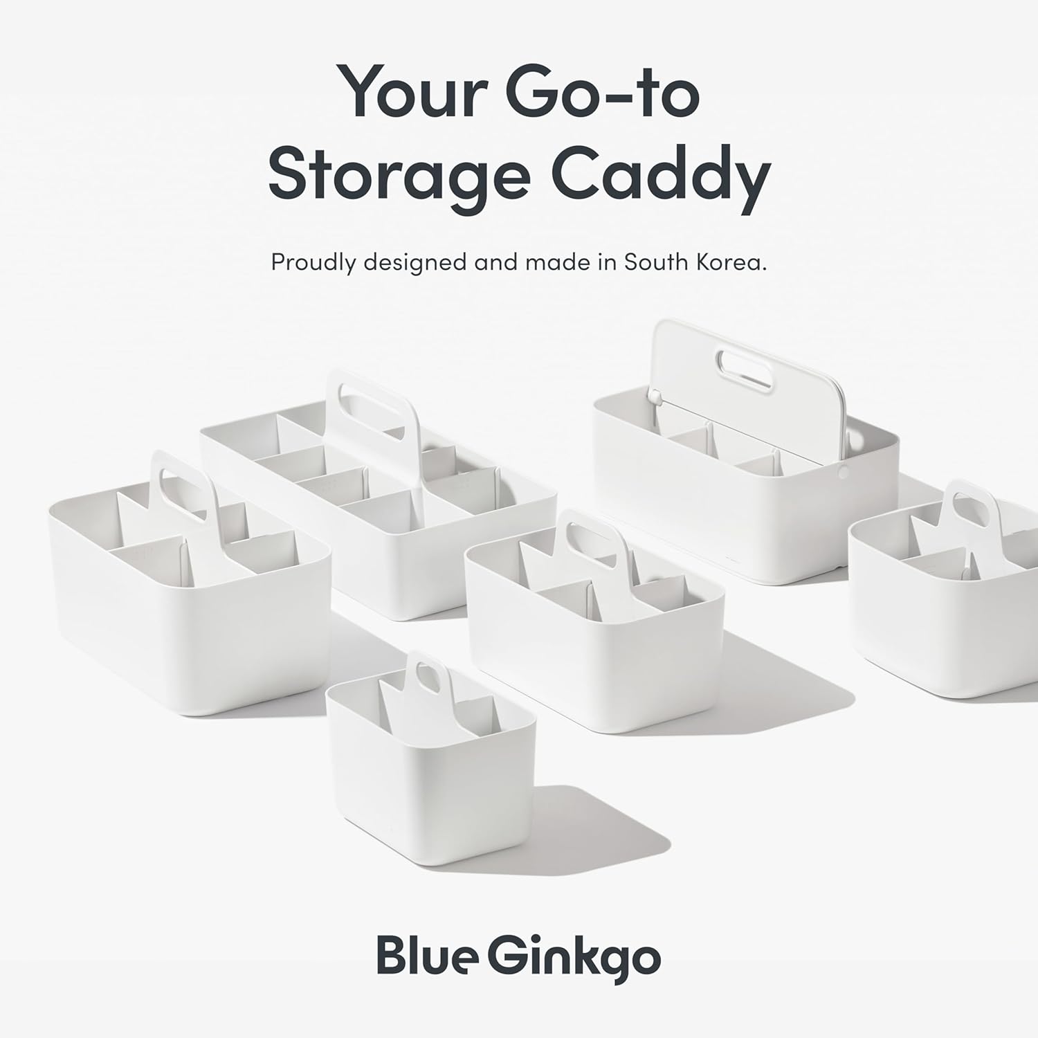 BLUE GINKGO Stackable Organizer Caddy – Korean-Made Portable Tote for Bathroom, Office, Crafts, or School Supplies (Rectangle, White) - Image 7