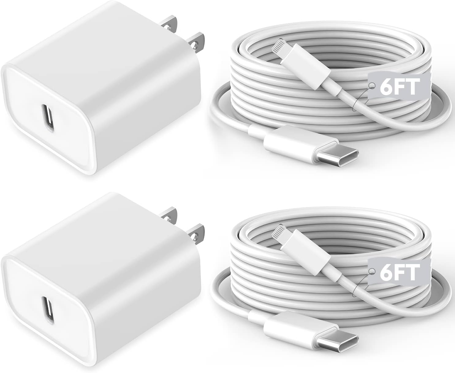 Fast iPhone Charger, iPhone Charger Fast Charging 2Pack Quick Chargers 6ft Long USB C to Lightning Cable Quick Charging Cord USB Charge Block Adapter for iPhone 14 Plus/14 ProMax/13 Mini 12/11/XS/iPad - Image 2