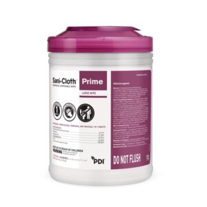 Sani-Cloth Prime Germicidal Wipe, Hospital Disinfection, 1-Minute Contact Time, Quat Alcohol, Durable Large 6″ x 6.75″ Wipes, 160/Canister